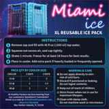 Miami Ice Reusable XL Cooler Ice Pack (12"x9") | Replaces 7 lbs of Ice, Stays Cold up to 96 Hours, BPA-Free, Built-in Handle, Large Frozen Ice Packs for Cooler (3-Pack)