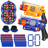 2 Pack Blaster Guns Boys Toy for 3+ Year Old Kids, 80 Soft Foam Darts Bullets, 2 Targets & 2 Wrist Strap, Gun Toys Gifts for Ages 8-12,Christmas Stocking Stuffers Party Supplies for Toddler Orange