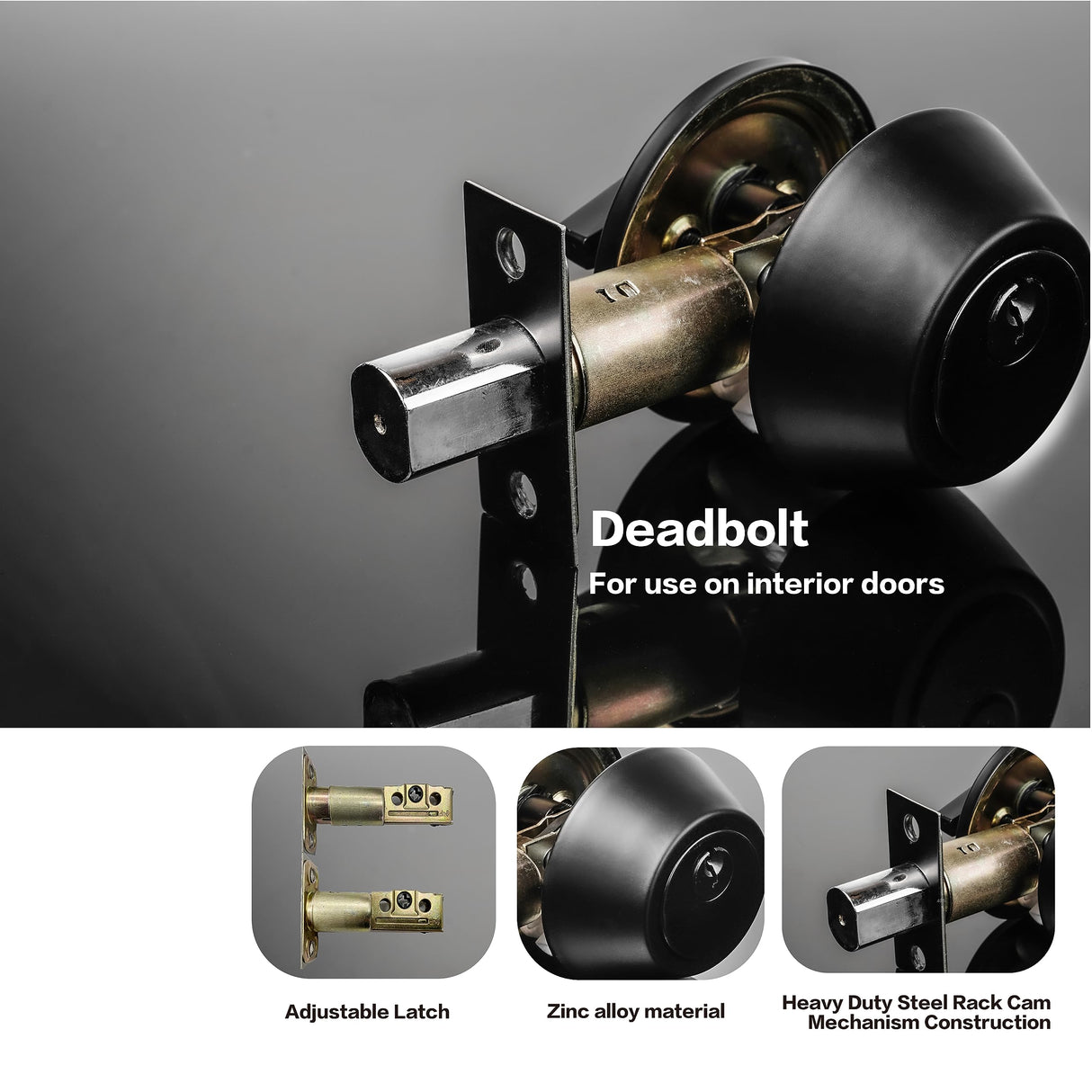 Front Door Lock Set Exterior Door Lock Set with Deadbolt, Single Cylinder Deadbolt Lock and Door Knob Set, Keyed Alike,Matte Black Door Knob and Deadbolt Set(4Pack Set)
