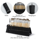 ARTIFY 25 Pieces Professional Paint Brush Set – Expert Series Synthetic Nylon Brushes for Acrylic, Oil, Watercolor, Gouache – No Shedding, Canvas Roll Case & Palette Knife, Artist Gifts Art Supplies