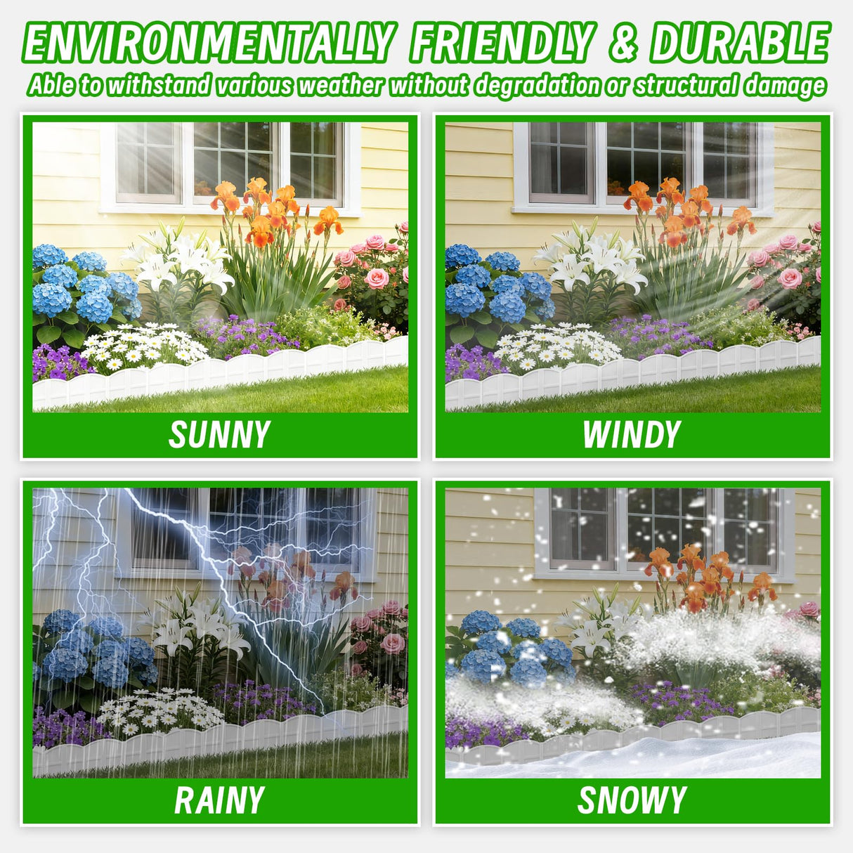 30Pcs 30Ft White Landscape Edging Border Decorative Garden with Stakes Kits