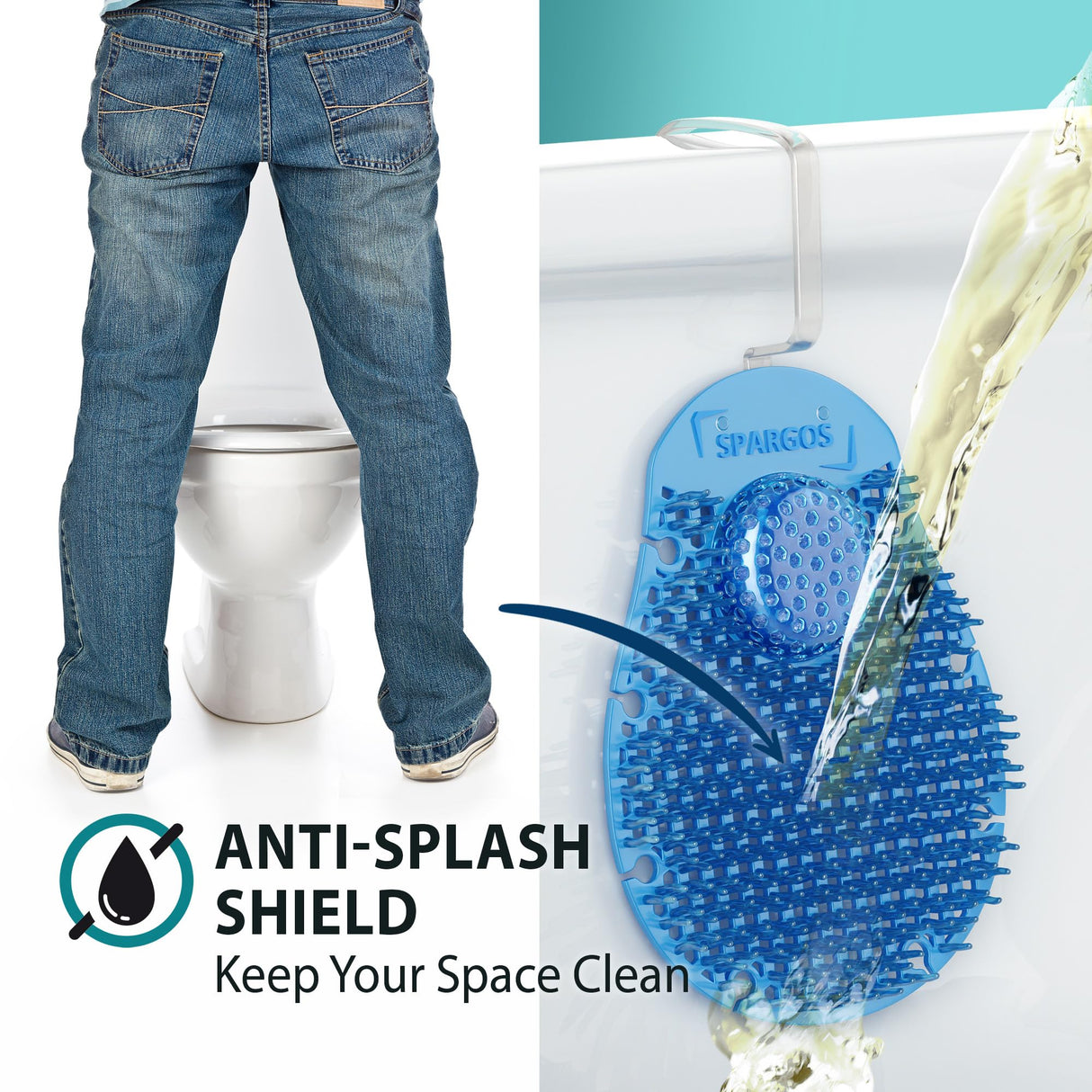 Spargos 12-Pack Rim Hanger Toilet Bowl Cleaner & Urinal Screen All-in-One | Ocean Breeze Splash Guard | Each Lasts 14 Days (5-Month Supply) | Commercial & Home Deodorizer | Gloves Included