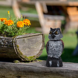 Hausse 3 Pack Bird Scarecrow Mini Fake Owl Decoy Sculpture, 8.26 inch Wagging Head Plastic Small Owl Bird Deterrents, Nature Enemy Horned Pest Repellent for Outdoor Garden Yard