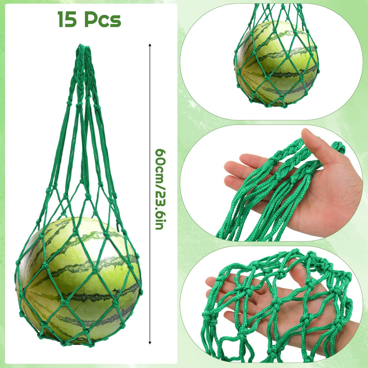 Hoemwarm 30 Pcs Watermelon Net Holder with 100 Cable Zip Ties, Heavy Duty Trellis Hammock Net Melon Support Holder Keep Watermelon Off of The Ground, Holds up to 22 Lbs
