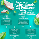 GuruNanda CocoMint Oil Pulling Mouthwash for Complete Oral Hygiene, 7 Essential Oils & Vitamins for Happy Teeth & Gums & Fresh Breath, Alcohol-Free, 6X8 oz