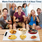 Warming Mat for Food – Full Surface Heating Silicone Electric Tray with 3 Temp Levels, Auto Shut-Off & Safety Lock, Rollable & Portable Warming Pad for Buffets, Parties, Home Use – Beige