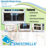 Fenestrelle Expandable Window Screen – 10″ H × 19″–36″ W Horizontal, 2‑Way Adjustable Window Screen with Flame Resistant Fiberglass Mesh, Pack of 2