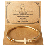 DS Cross Bracelet for Women Gold Bible Verse Stainless Steel Faith Jewelry