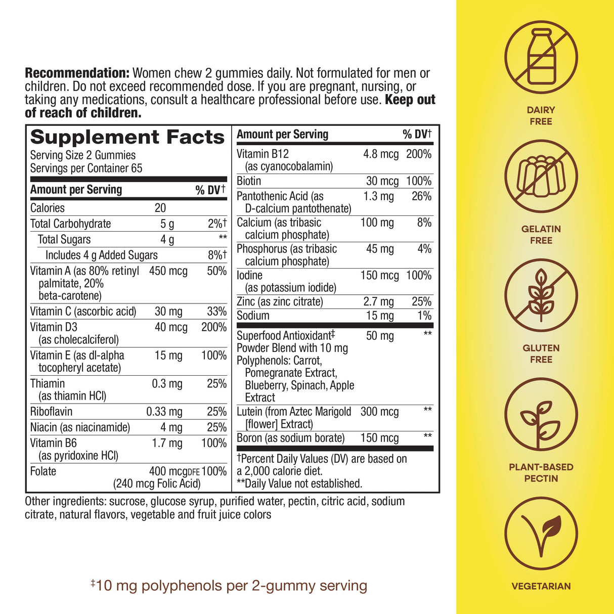 Nature's Way Alive! Women's 50+ Daily Gummy Multivitamins, Women's Supplements, Supports Healthy Heart, Brain & Bones,* B-Vitamins, Mixed Berry Flavored, 130 Gummies (Packaging May Vary)