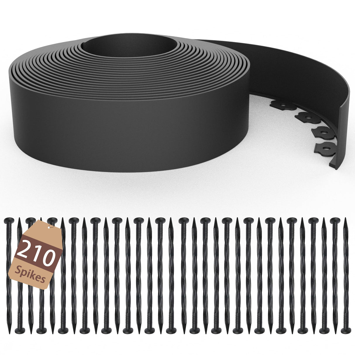 ESOHOT 4 inch Tall Landscape Edging Kit 120FT Garden Edging with 210 Spikes for Lawn Edging and Flower Beds (Black, 120FT)