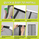 Magnetic Screen Door - Fits Door Opening 40 x 96 in, Actual Screen Size 42"x97", Hands Free Mesh Partition, Heavy Duty Curtain Keeps Bugs Out, Frame Hook & Loop, Pet and Kid Friendly