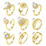 MILACOLATO 14K Gold Plated 9Pcs Fidget Ring for Women Anxiety Ring Set