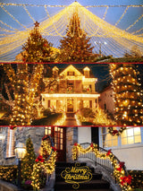 2-Pack 66FT 200 LED Christmas Lights, 13 Modes Extendable Christmas Tree Lights with Timer & Memory, Waterproof Twinkle Fairy Lights Green Wire Outdoor String Lights Indoor for Xmas Tree (Warm White)