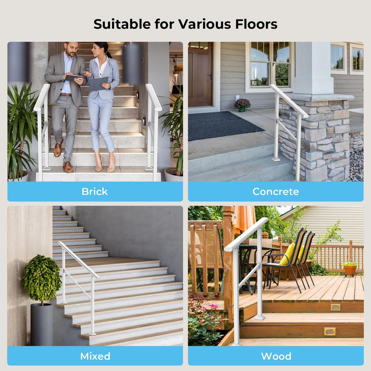 Hand Rails for Outdoor Steps, 5 Step Handrail & Indoor Stair Railing K ...