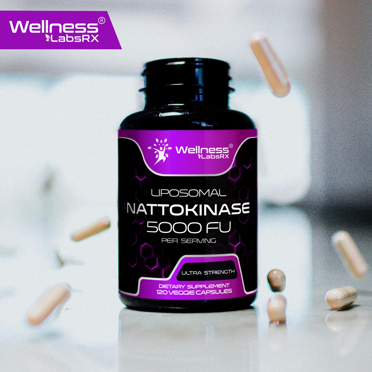 Nattokinase Supplement Capsules 5000 FU, Third-Party Tested Nattokinase – Enzymes from Japanese Natto – Daily Wellness Support – 120 Count