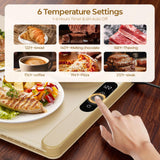 Food Warming Mat with Protective Table Mat, Graphene Fast Full-Surface Heating Mat, Electric Warming Tray with 6 Temperature and 6HoursTimer, Portable Rollable Food Warmer Perfect For Parties Buffet