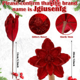 Thiccywoov 8 Pcs Large Christmas Flower Magnolia Flowers Christmas Tree Decoration Artificial Poinsettia Stems Velvet Xmas Ornaments for Xmas Tree Table Decor(Burgundy,12 Inch)
