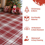 GENIMO Christmas Outdoor Rug for Patio, 5'x8' Waterproof Reversible Plastic Straw Rugs, Lightweight RV Camping Mat for Camper, Balcony, Deck, Backyard, Picnic, Red & White