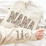 Personalized Floral Embroidered Applique Mama Sweatshirt for Women, Custom Mom Gifts from Grandkids, Mama Sweater, Mom Crewneck, Mother's Day Apparel, Mother Birthday, Christmas 2026