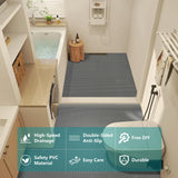 WochiTV Non Slip Drainage Mats PVC Pool Floor Mat 0.23'' Thick Outdoor Indoor Parking Space Mat for Bathroom Garage Basement Backyard Commercial Kitchen 3x3.3Ft, Grey