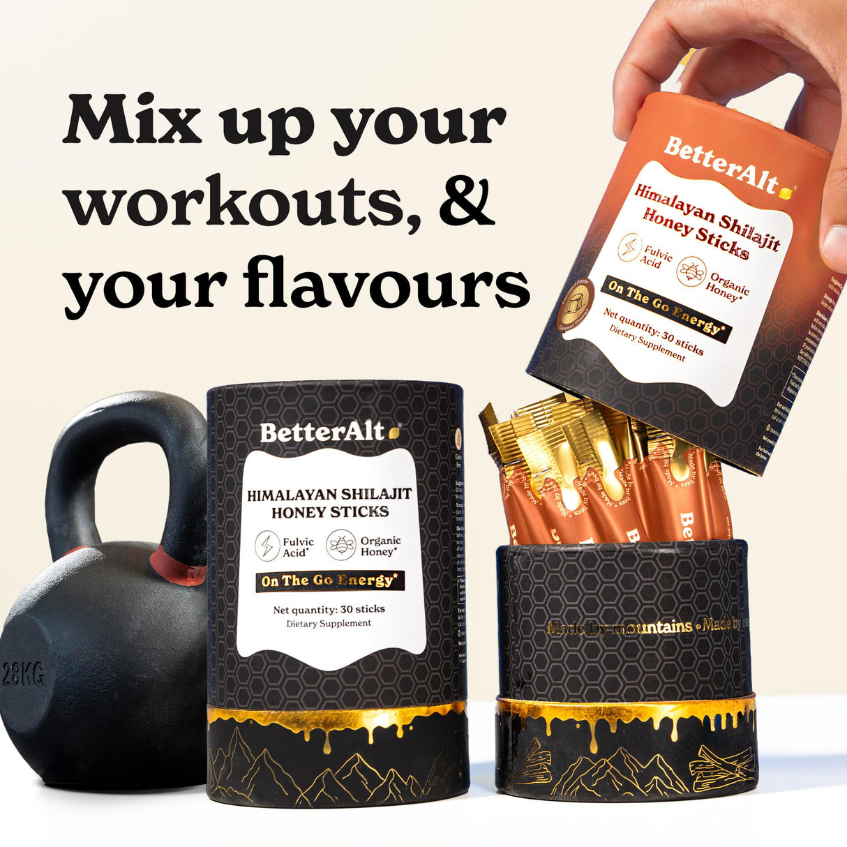 Better Alt Pure Himalayan Shilajit Sticks with Organic Honey, Saffron | Easy to Consume Shilajit| Energy Boost & Immune Support, 85+ Trace Minerals, 75%+ Fulvic Acid (Pack of 2) Classic + Caramel