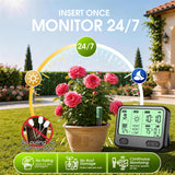 Soil Moisture Meter for Plants,4-in-1 Wireless Soil Tester,Soil Thermometer/Moisture/Sunlight Time,Large Screen,Indoor/Outdoor Plant Water Meter,Garden Soil Test Kit for Lawn,Farm,Houseplants