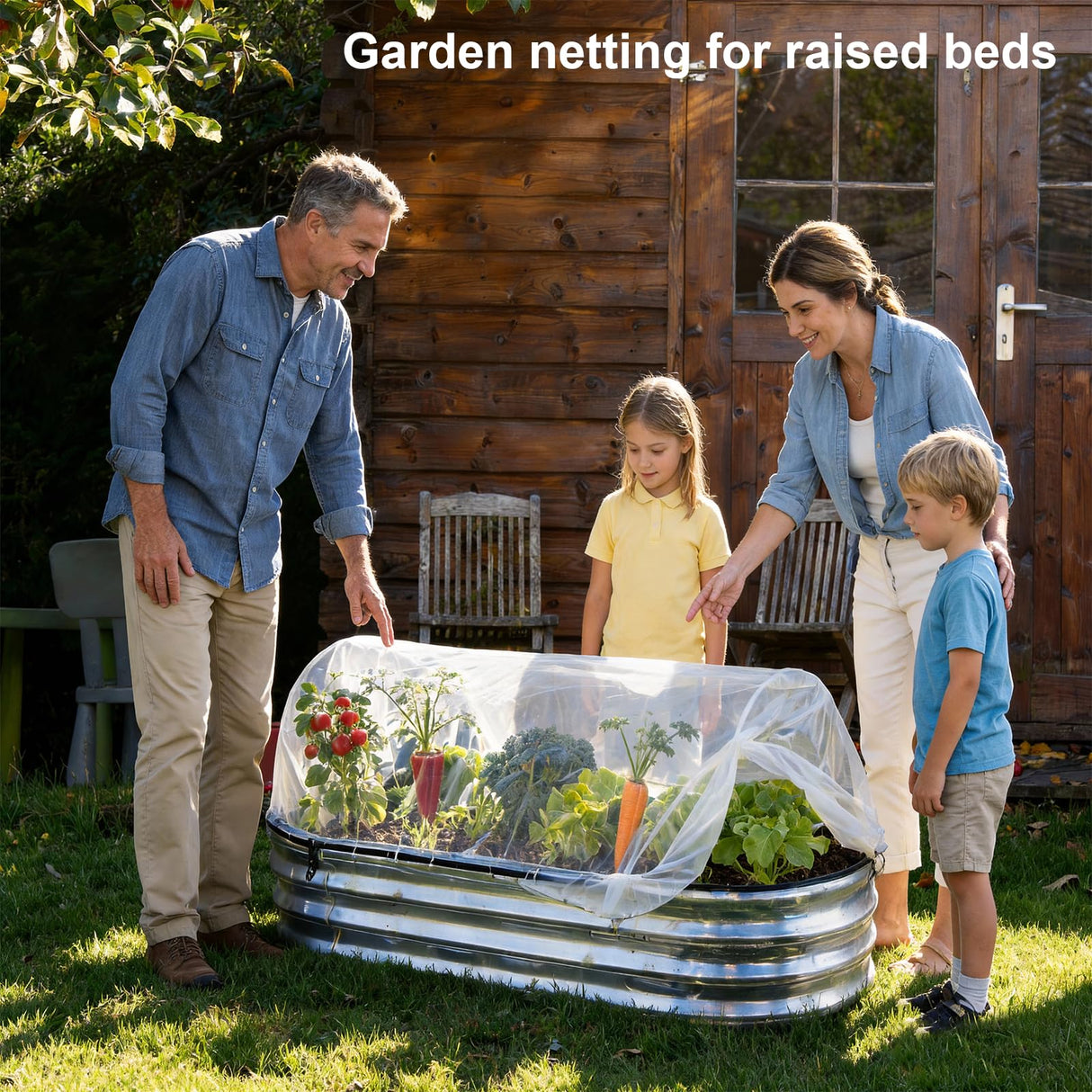 2 Pack Garden Netting for 4×2 FT Raised Beds, Fine Mesh Insect & Bird Barrier with Drawstring, Garden Bed Cover for Vegetables, Flowers & Herbs