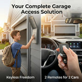 3-in-1 Universal Garage Door Opener Keypad with 2 Keychain Remote Compatible with Liftmaster Chamberlain Craftsman with Yellow Purple Red Orange Green Learn Button Replaces 877MAX 878MAX 893MAX 973LM