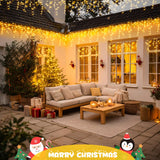 JMEXSUSS 38.8FT Icicle Lights for Outside, 400 LED Icicle Christmas Light Outdoor Indoor Plug in, Warm White String Lights for Christmas House Patio Party Fireplace Holiday Decorations