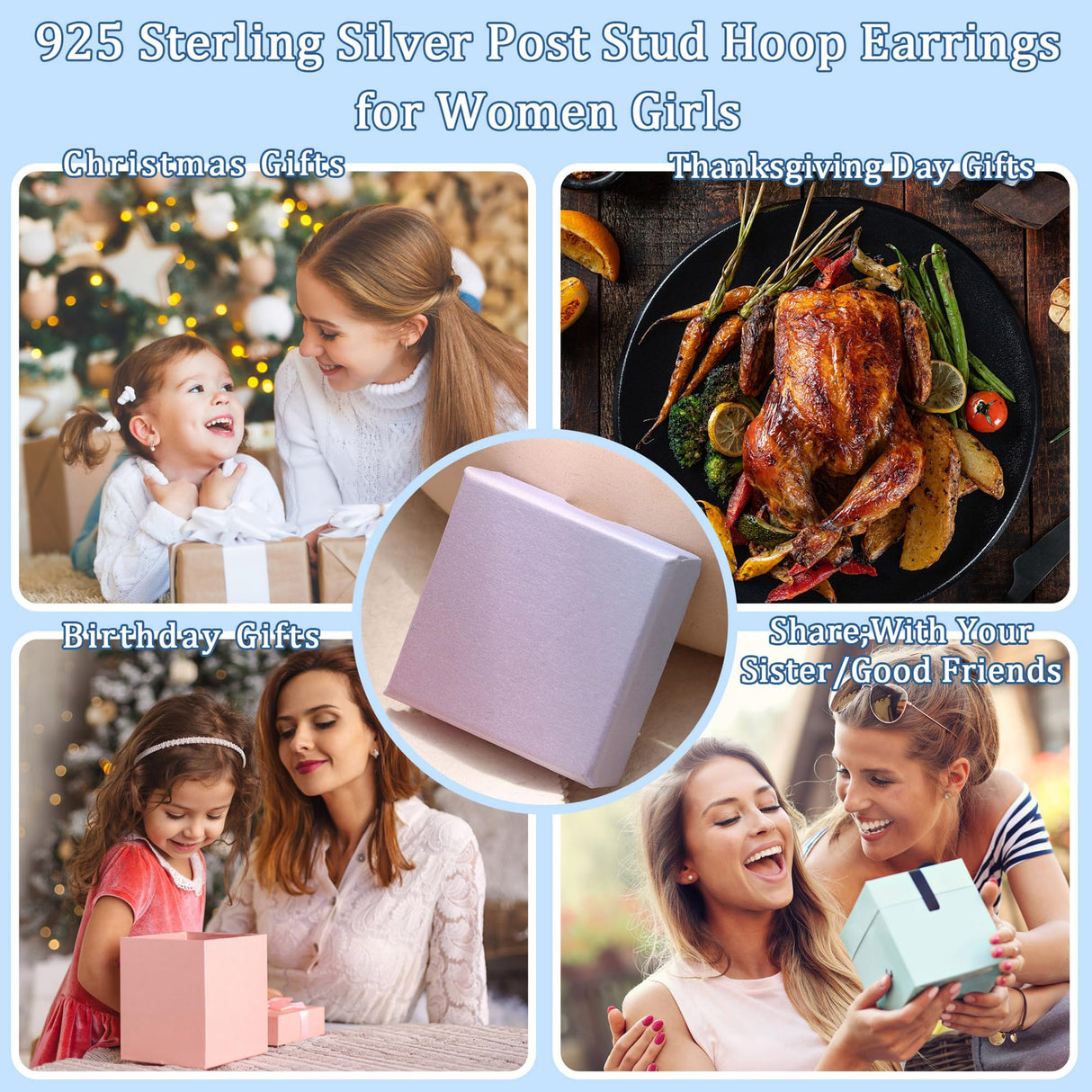 YADOCA 𝟵𝟮𝟱 𝗦𝘁𝗲𝗿𝗹𝗶𝗻𝗴 𝗦𝗶𝗹𝘃𝗲𝗿 Earrings for Girls Women