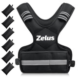 ZELUS Weighted Vest for Men and Women | 4-10lb/11-20lb/20-32lb Vest with 6 Ironsand Weights for Home Workouts | Adjustable Body Weight Vest Exercise Set for Cardio and Strength Training (4-10 lb.)