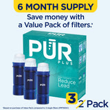 PUR Plus Water Filter Replacement for Pitchers & Dispensers, 6-Month Supply, 3 Count, Blue (PPF951K3)