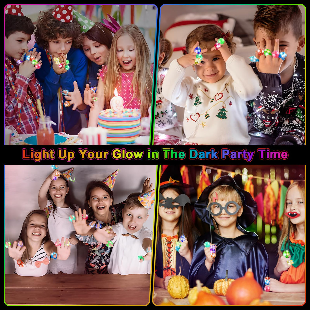 OLUPP 150 Pcs Light Up Rings, Glow In The Dark Party Supplies, 6 Style Flashing Glow In The Dark Rings for Adults & Kids, LED Ring for Birthday Party Favors, Concert, Raves, Halloween, Christmas