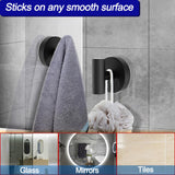 Bntuk Suction Cup Hooks, Shower Hooks for Inside Shower – Removable Towel Hooks for Bathroom Window Glass Mirror Tile, Bath Robe Looafh Hook for Hanging – Waterproof & Rustproof, Black (4 Pack)