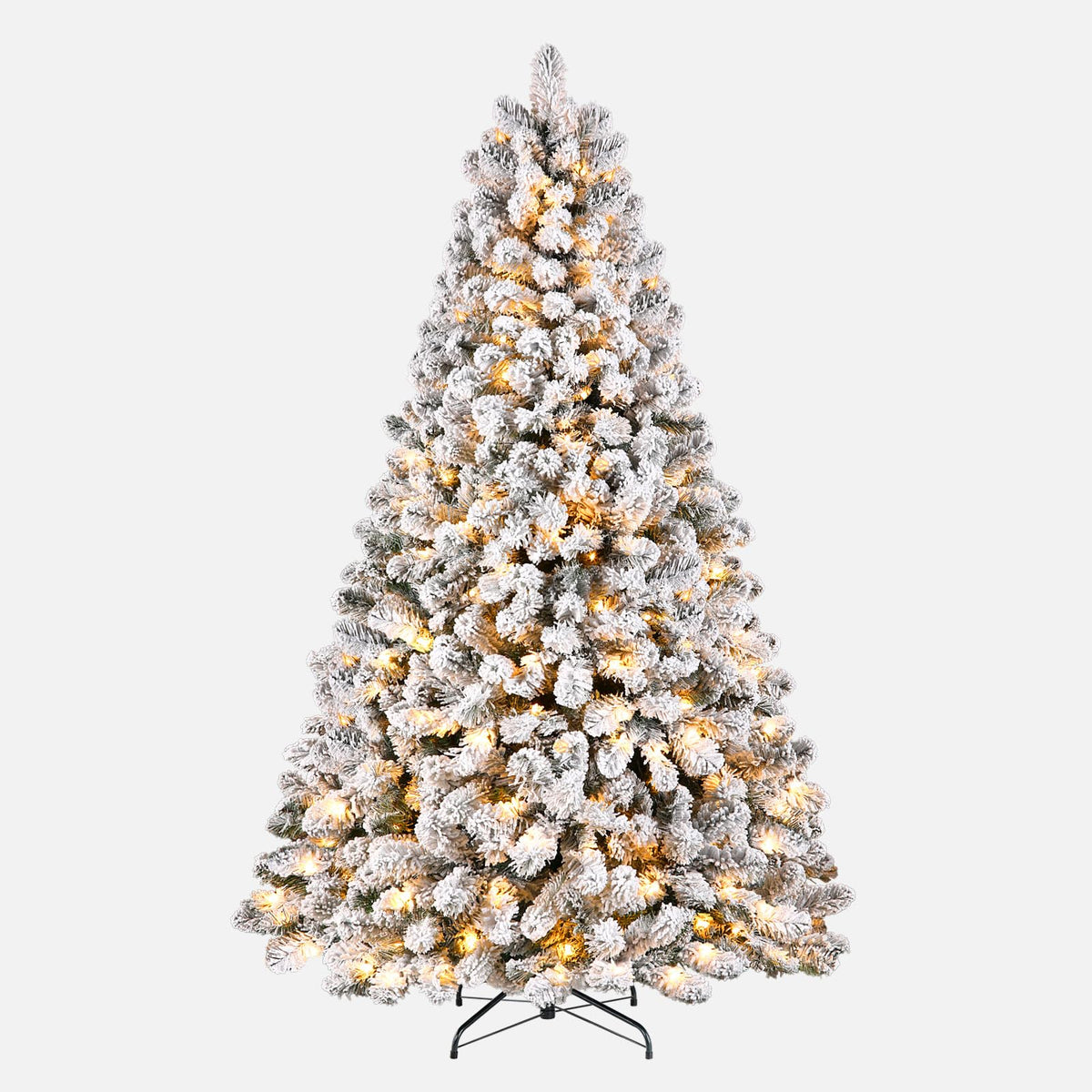 SHareconn 7ft Snow Flocked Spruce Pre-lit Artificial Christmas Tree, White