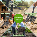 Sifter Shovel for Chicken Coop, 47 Inch Heavy Duty Beach Sifting Shovel for Sand Rock Poop Cleaning, Metal Detector Shovels for Farm, Gardening, D-Grip Handle, Square Gardening Shovels