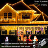 Nielfoi Warm White Christmas Lights Outdoor, 66ft 640 LED Icicle Lights for Outside House with Connectable Clear Wire 8 Modes Timer, Plug in Waterproof for Eaves Yard Party Indoor Holiday Decoration