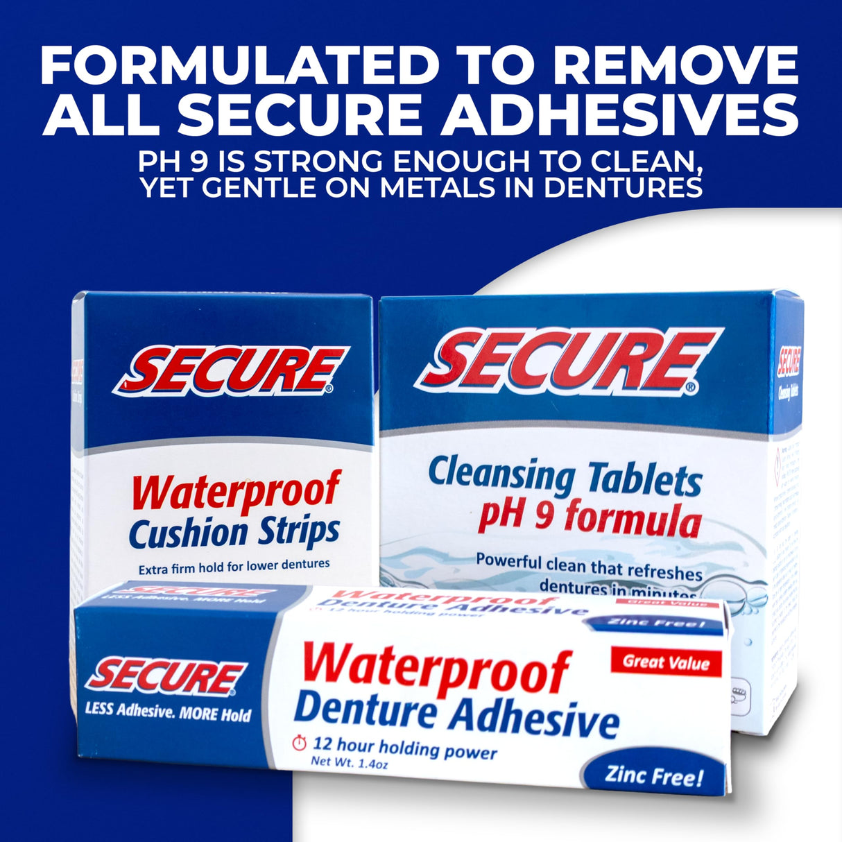 Secure Denture Adhesive Strips – Zinc Free – Waterproof – Comfortable Cushion Fit for Lowers – Extra Firm All-Day-Hold – No Mess – Clean Ingredients – 60 Strips (4 Pack)