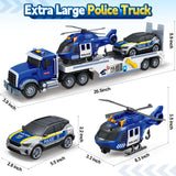Kids Toys for 3 4 5 6 7 8 Years Old Boys, 20.5" Police Truck Toy with Racing Car and Helicopter, Toddler Friction Powered Truck Vehicle Toy with Lights, Sounds for Boys Girls Christmas Birthday Gifts