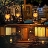 Solar Lanterns Outdoor Waterproof, 2 Pack Bronze Flickering Flame Lights