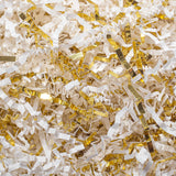 Mefleet 2 LB Crinkle Cut Paper Shred Filler White & Gold Crinkle Shredded Paper for Gift Box - Gift Basket Bag Filler - Grass Cushion Stuffing for Christmas Holiday Packaging Wrapping