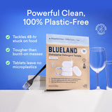 BLUELAND 100% Plastic-Free Dishwasher Detergent Tablets, Starter Set, 60 Count with Tin, Unscented Eco Friendly Dishwashing Pods, Natural, Sustainable