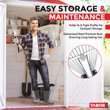 TABOR TOOLS J16A Adjustable Metal Rake with Expandable Head 8-23", Collapsible & Telescopic Leaf Rake for Lawns, Garden & Yard, Ideal for Leaves, Shrubs & Small Areas