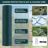 16in X 49.2Ft Chicken Wire Fencing Plant Protectors from Animals Green Roll