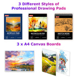 iBayam Arts and Crafts Kits for Kids Teens Girls Boys Adult, 195-Pack Deluxe Art Set Box with 3 PCS Drawing Pads, Canvases, Acrylic Painting, Drawing & Art Supplies for Pumpkin, Halloween, Christmas