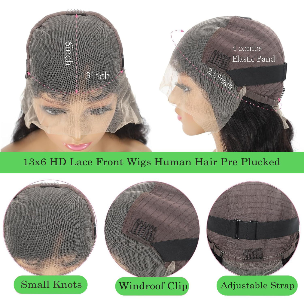 Bob Wig Human Hair 13x6 Body Wave HD Lace Front Wigs Human Hair 200% Density Glueless Lace Frontal Wigs Human Hair Pre Plucked Short Bob Wigs for Black Women Natural Black 14 inch Wavy Human Hair Wig