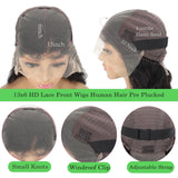 Bob Wig Human Hair 13x6 Body Wave HD Lace Front Wigs Human Hair 200% Density Glueless Lace Frontal Wigs Human Hair Pre Plucked Short Bob Wigs for Black Women Natural Black 14 inch Wavy Human Hair Wig