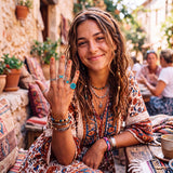 Kigeli 78 Pcs Vintage Turquoise Rings Set Women Western Bohemian Silver Oval Gemstone Boho Joint Knuckle Midi Stacking Rings for Women and Girls