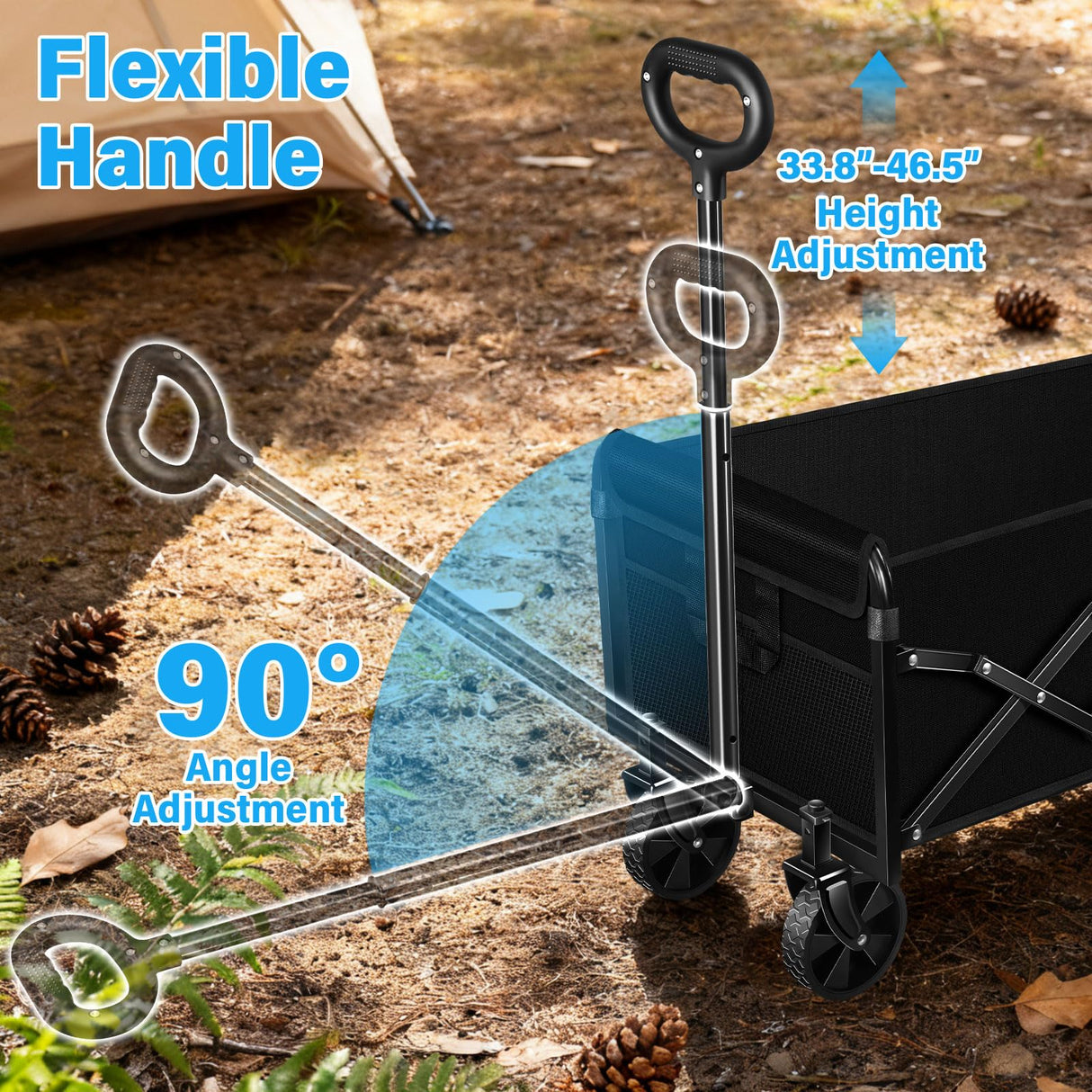 LIAPOTT Wagons Carts Foldable, 360lbs Collapsible Grocery Wagon Cart, Black