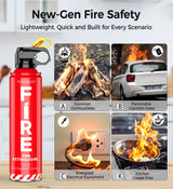 AmzBoom 2-Pack Fire Extinguisher for Home, Kitchen, Car, and Grill with Mounting Bracket– Extinguishing Spray, Compact A, B, C, K – Eco-Friendly, Prevents Reignition.